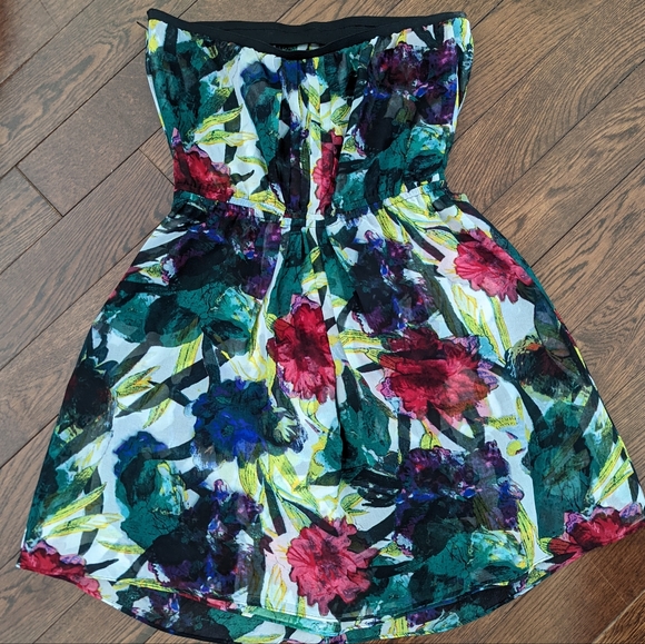Rachel Rachel Roy Strapless Floral Mini Dress sz M - Picture 2 of 8